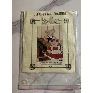 New Uncut 1984 Vintage Anything But Ordinary JENNIFER LOVES JONATHON BearPattern